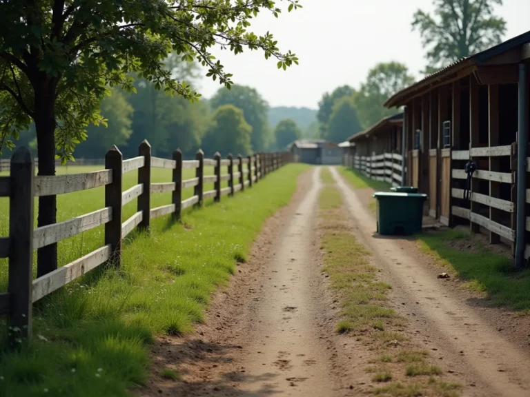 Calm approach beside a pasture fence