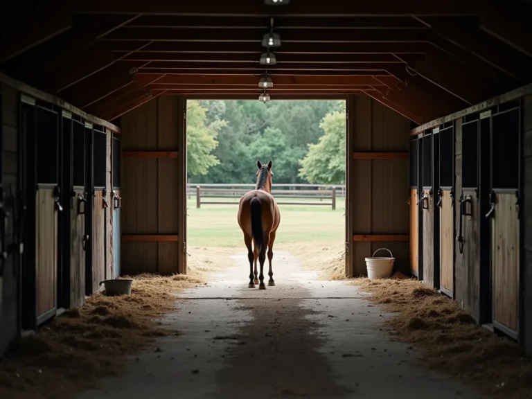 Horse backing away from a narrow path