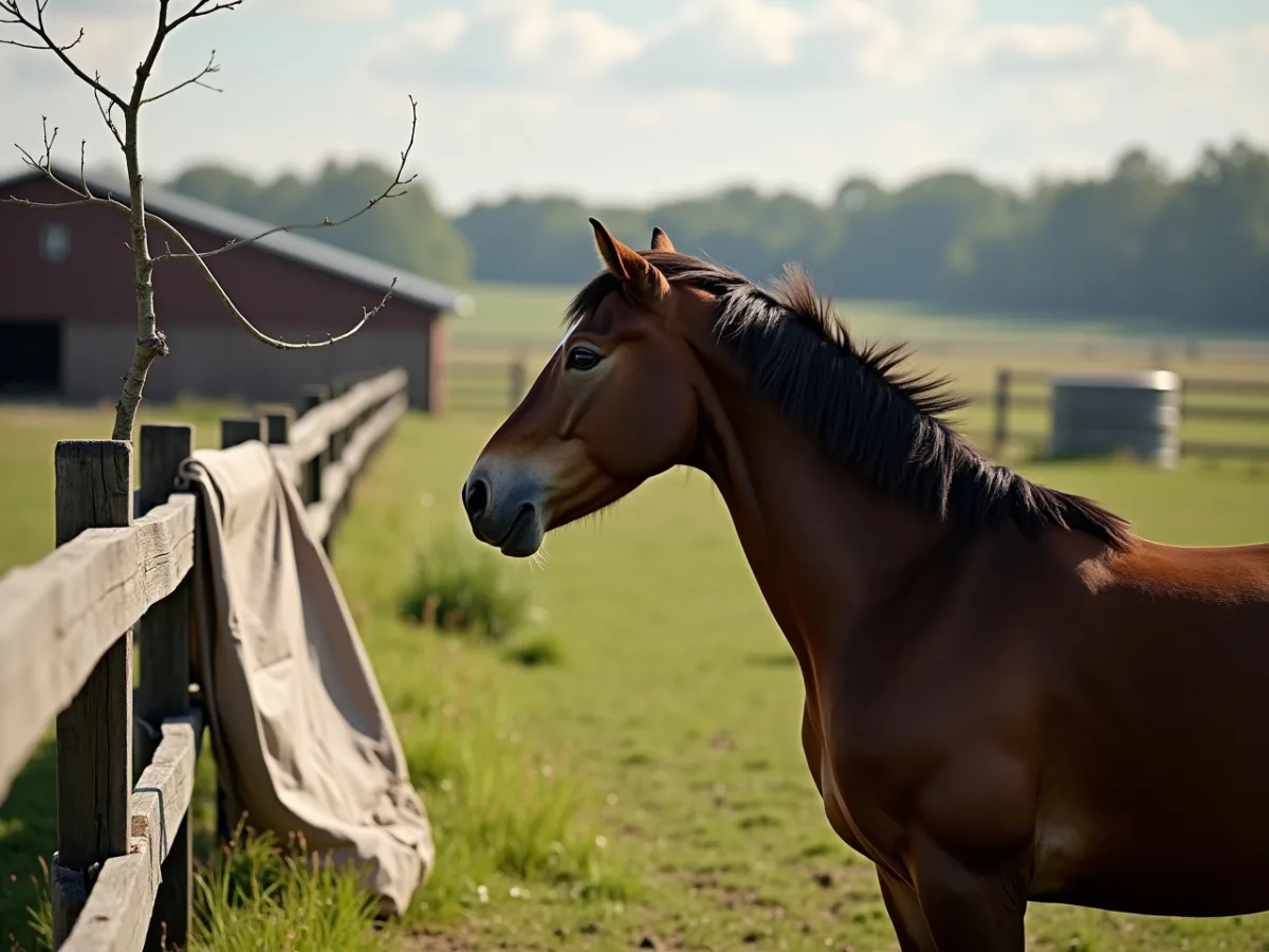 Horse watching moving fence-side objects