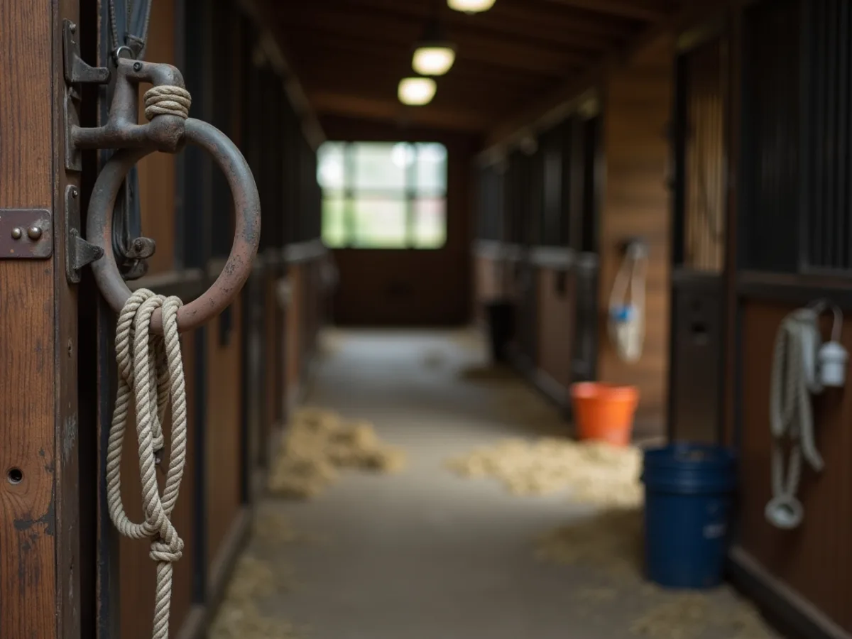 Horse lead rope near a sturdy tie post