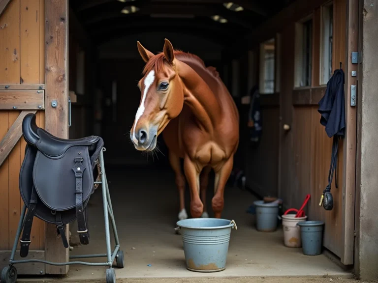 Horse noticing a small change in the barn