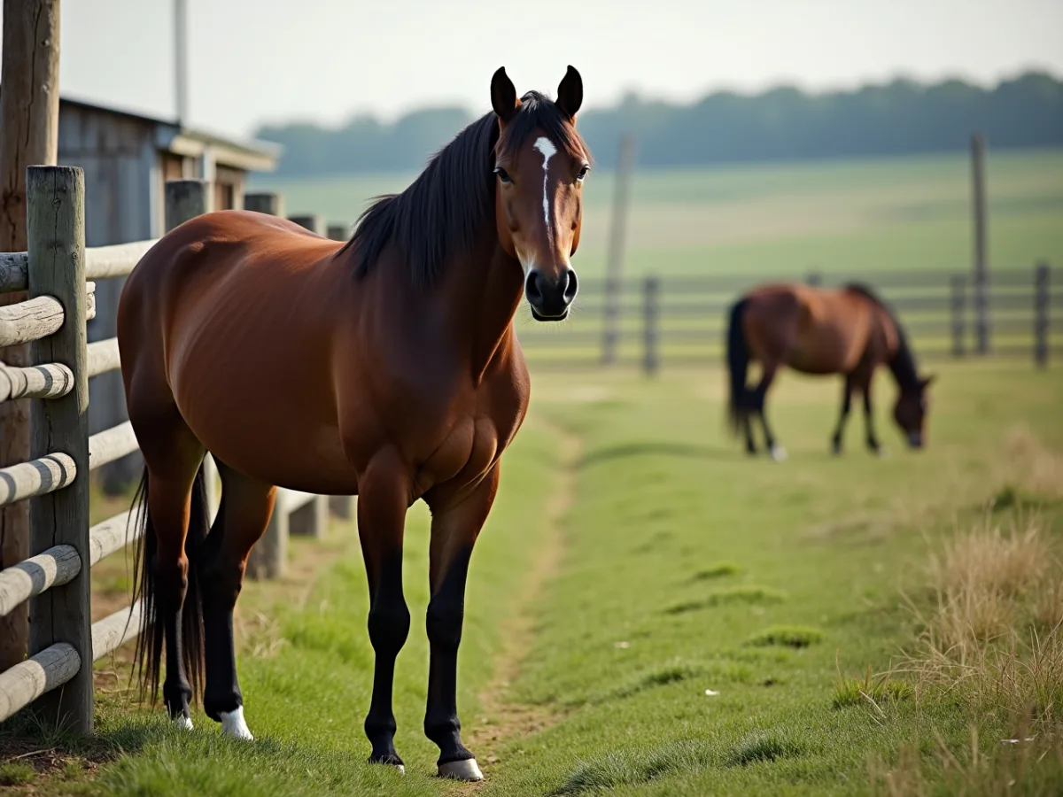 Horse standing close beside a fence
