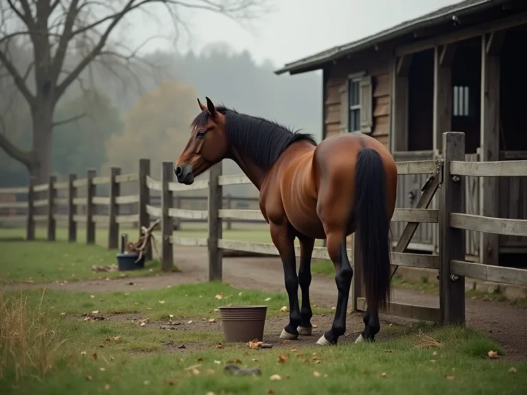 Horse standing apart near a fence