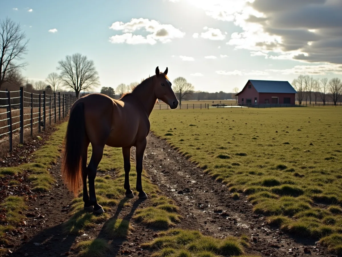 Horse in changing pasture conditions