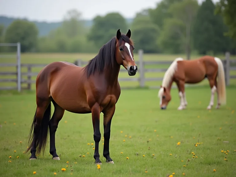 Horse watching movement in a pasture