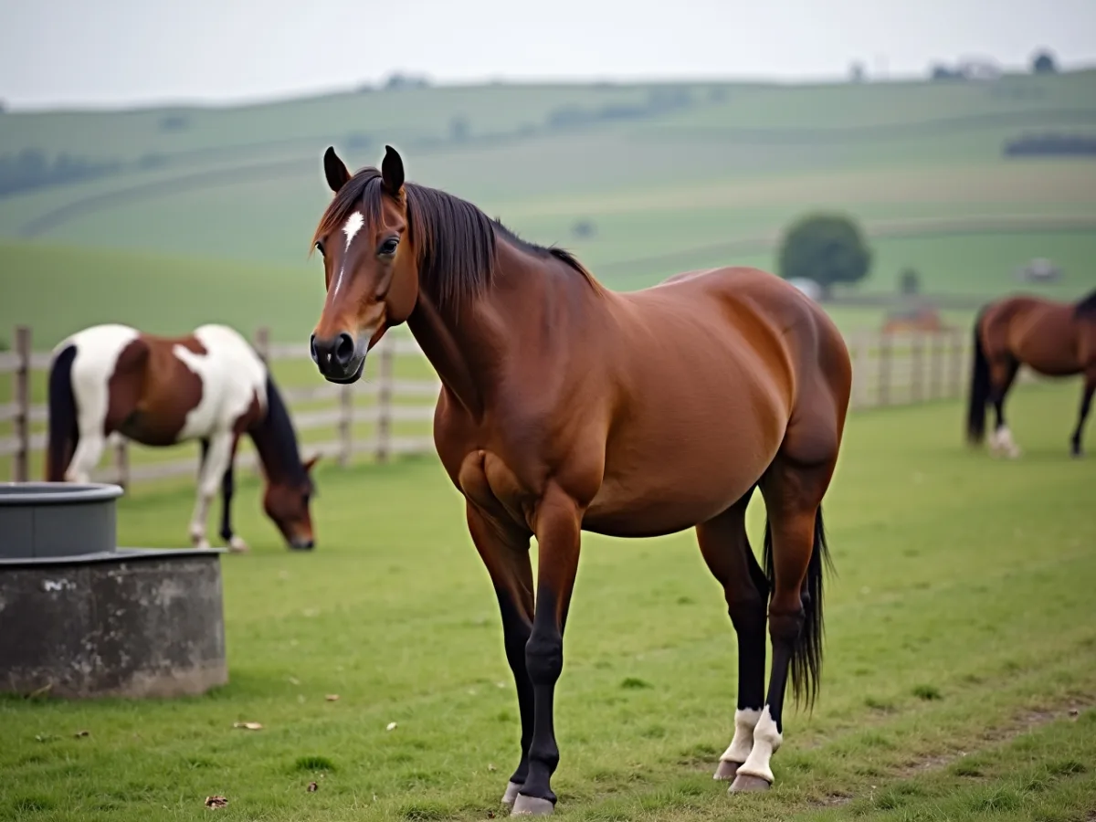 Horse standing quietly in a pasture
