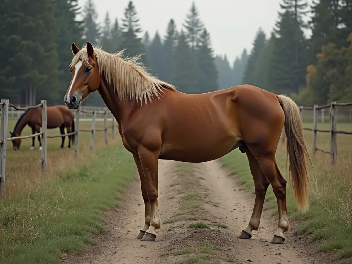 Horse pausing on a trail