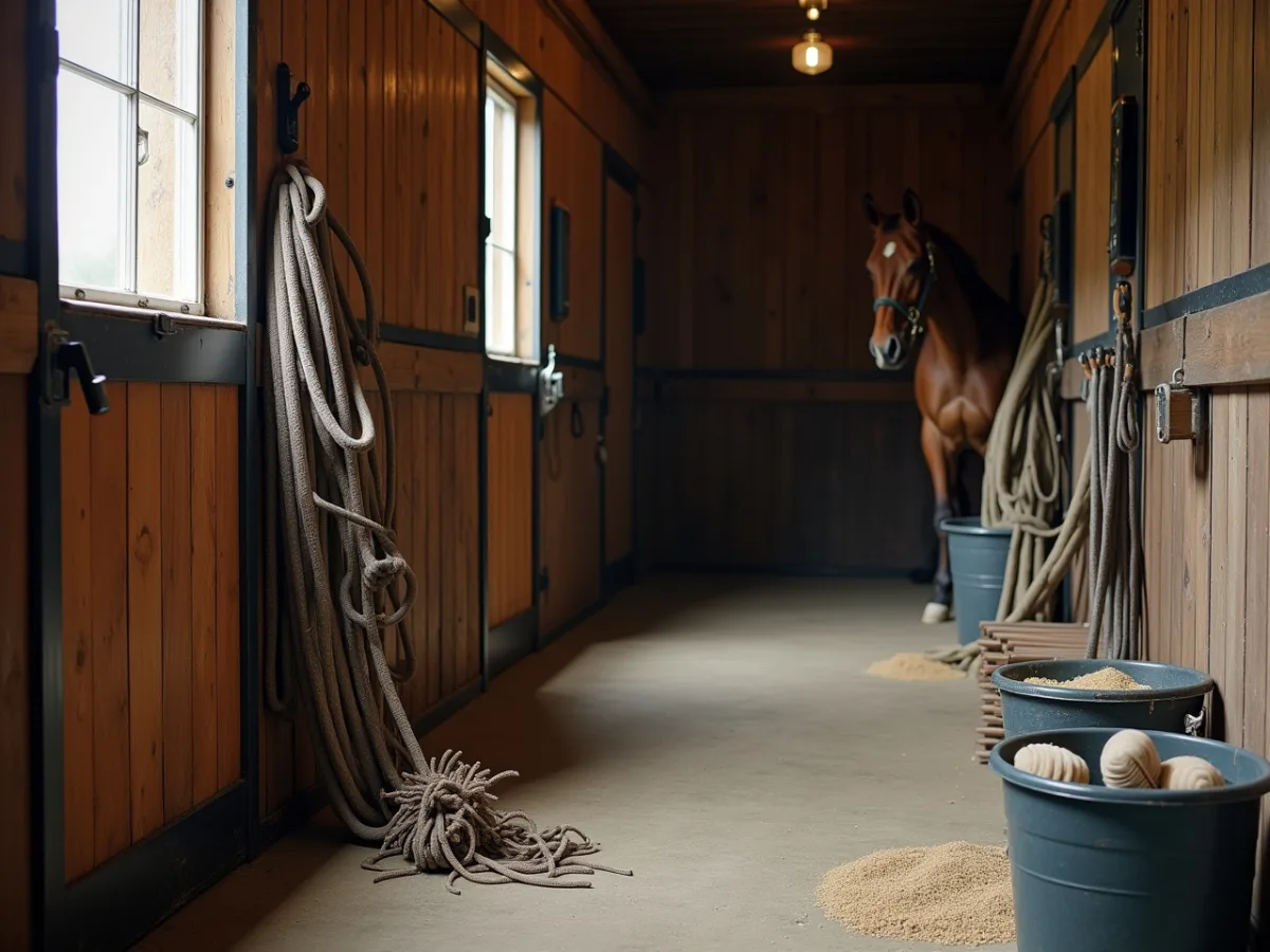 Horse tack room and grooming tools