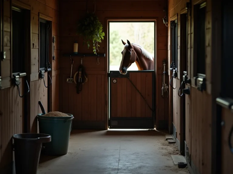 Horse muzzle near stable gate