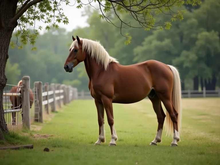 Horse reacting to wind in an open pasture